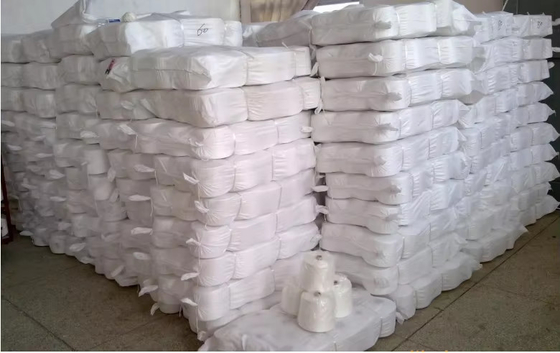 100 Spun Polyester Yarn Raw White Knitting Weaving Ne 20S 30S 40S 42S 45S 60S Polyester Yarn